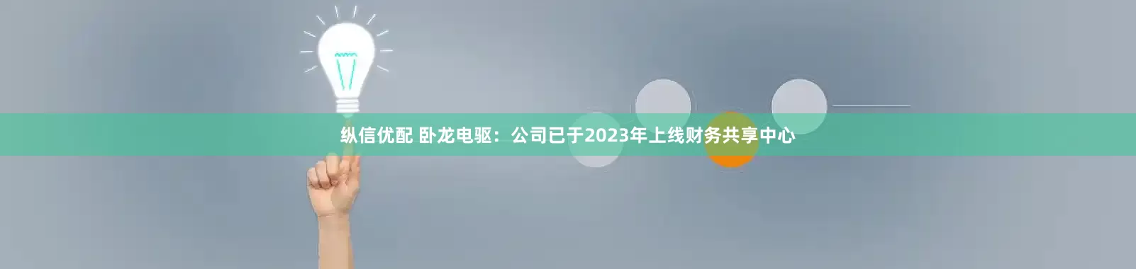 纵信优配 卧龙电驱：公司已于2023年上线财务共享中心